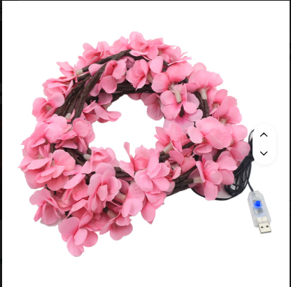 Enchanted Pink Cherry Blossom Tree Branch Lights with 8 Lights