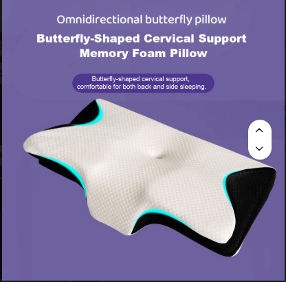 Omni-directional Butterfly Pillow for Home and Travel with Memory Foam and USB Rechargeable